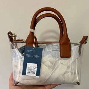 Universal Thread Clear Mini Bag with Brown Accents